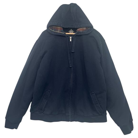 LL Bean Jacket Mens Extra Large Blue Hoodie Full Zip Lined Heavy Chore Barn Work - Picture 1 of 8